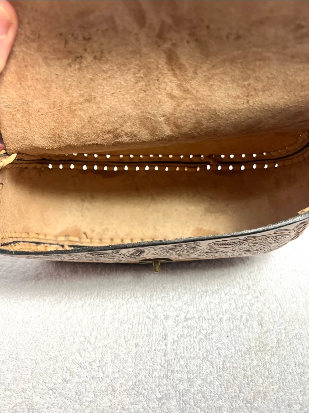 Tooled Leather Embossed Floral Saddle Bag Braided Handcrafted Western Boho